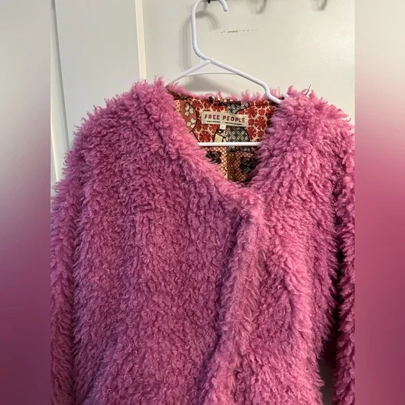 Free People Lena Teddy Jacket in Rose Bud